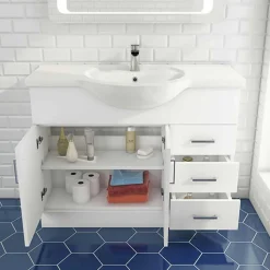 Vellamo Alpine 1060mm Floorstanding Vanity Unit & Basin - Gloss White
