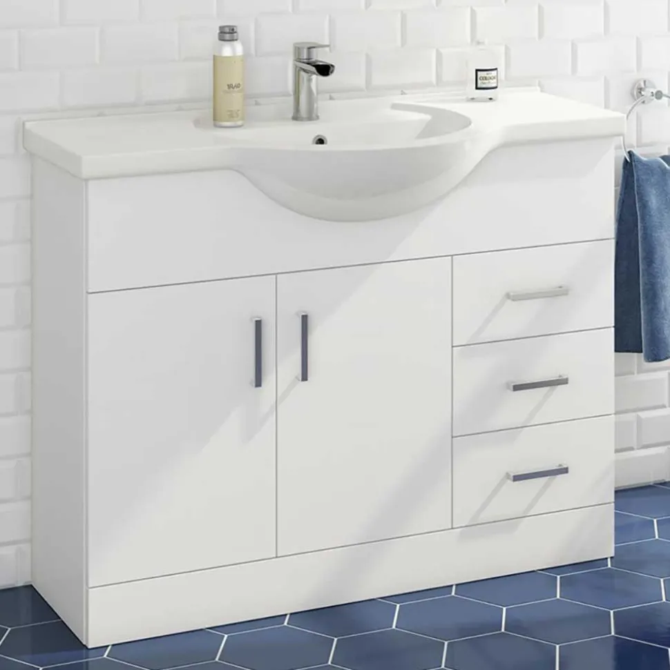 Vellamo Alpine 1060mm Floorstanding Vanity Unit & Basin - Gloss White