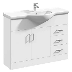 Vellamo Alpine 1060mm Floorstanding Vanity Unit & Basin - Gloss White