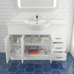 Vellamo Alpine 1200mm White Gloss Floor Standing Vanity Unit & Basin