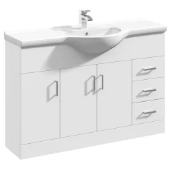 Vellamo Alpine 1200mm White Gloss Floor Standing Vanity Unit & Basin