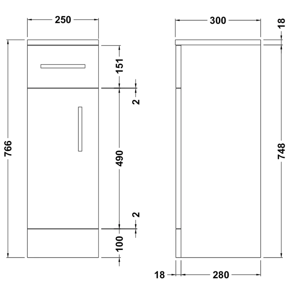 Vellamo Alpine 250mm White Storage Cupboard