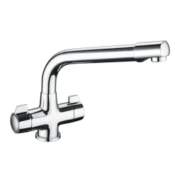 Vellamo Aspen Twin Lever Mono Kitchen Mixer Tap - Polished Chrome
