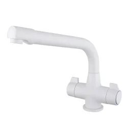 Vellamo Aspen Twin Lever Mono Kitchen Mixer Tap - Pearl White