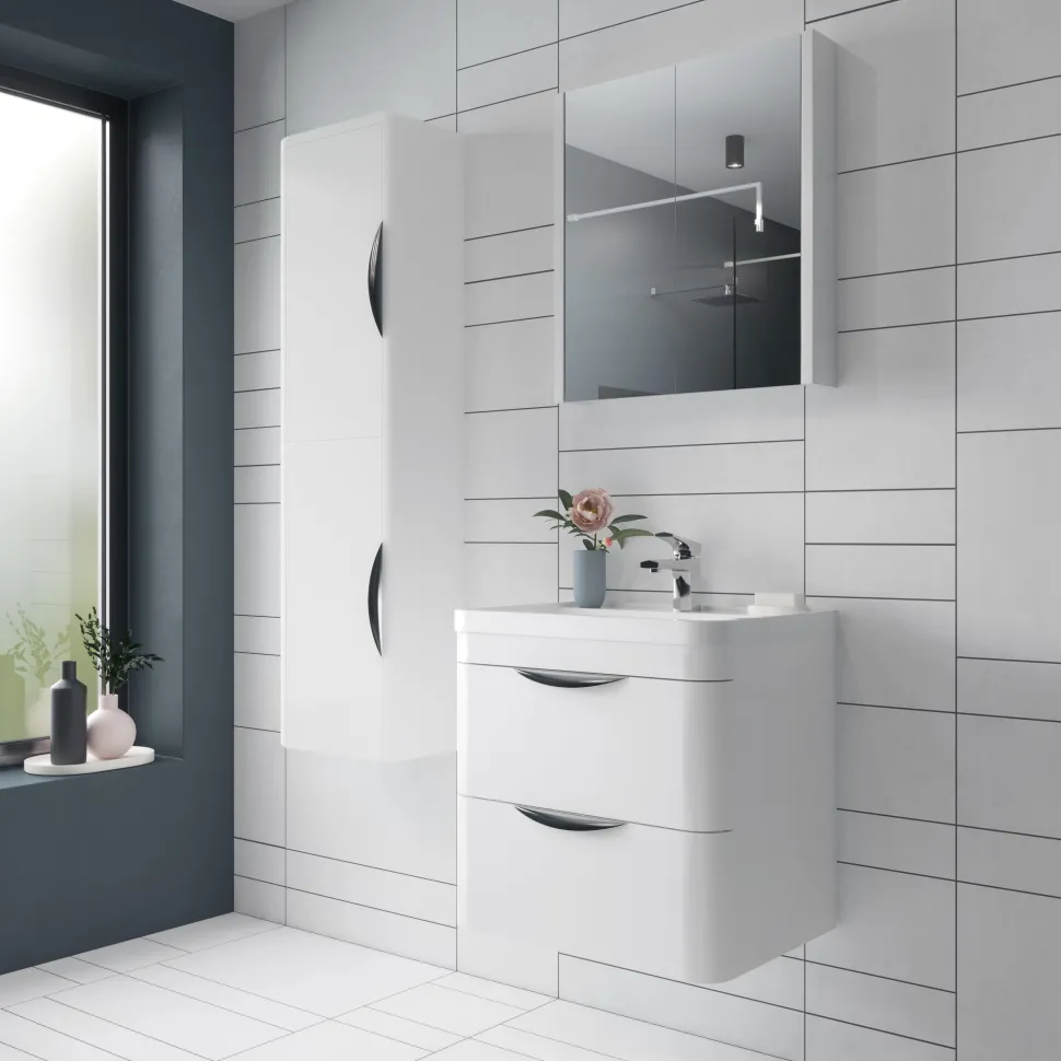 Vellamo Aspire 2 Door Mirror Cabinet - Gloss White
