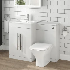 Vellamo Aspire 1100mm 2 Door Combination Basin & Toilet Unit - Gloss White