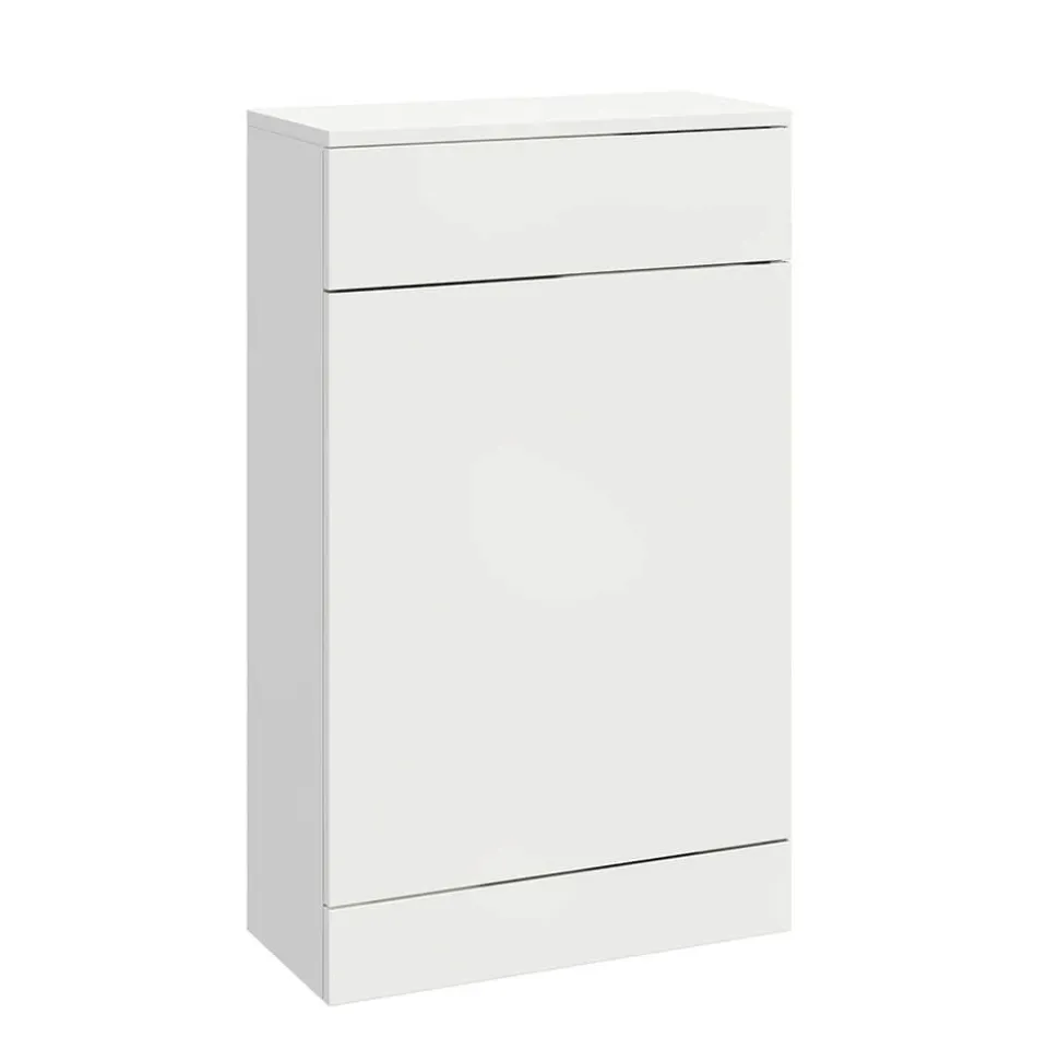 Vellamo Aspire 1100mm 2 Door Combination Basin & Toilet Unit with Matt Black Handles & Overflow Cover - Gloss White