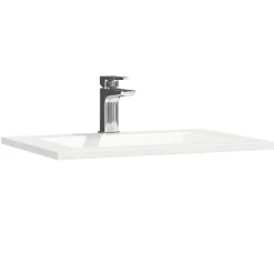 Vellamo Aspire 1100mm 2 Door Combination Basin & Toilet Unit with Matt Black Handles & Overflow Cover - Gloss White