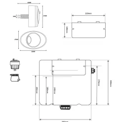 Vellamo Aspire 1100mm 2 Door Combination Basin & Toilet Unit with Matt Black Handles & Overflow Cover - Matt Grey