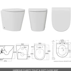 Vellamo Aspire 1100mm 2 Door Combination Basin & Toilet Unit with Matt Black Handles & Overflow Cover - Matt Grey
