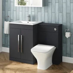 Vellamo Aspire 1100mm 2 Door Combination Basin & Toilet Unit - Matt Grey