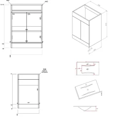Vellamo Aspire 1100mm 2 Door Combination Basin & Toilet Unit - Matt Grey