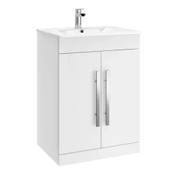 Vellamo Aspire 600mm Floorstanding 2 Door Vanity Unit & Thin Ceramic Basin