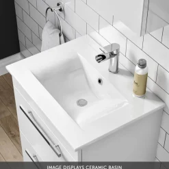 Vellamo Aspire 600mm Floorstanding 2 Door Vanity Unit & Thin Ceramic Basin