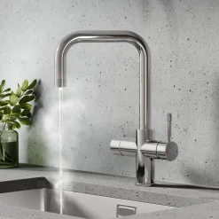 Vellamo Aura 4-in-1 Instant Boiling Water Tap with Knurled Handles & Spout, Boiler, Chiller & Filter