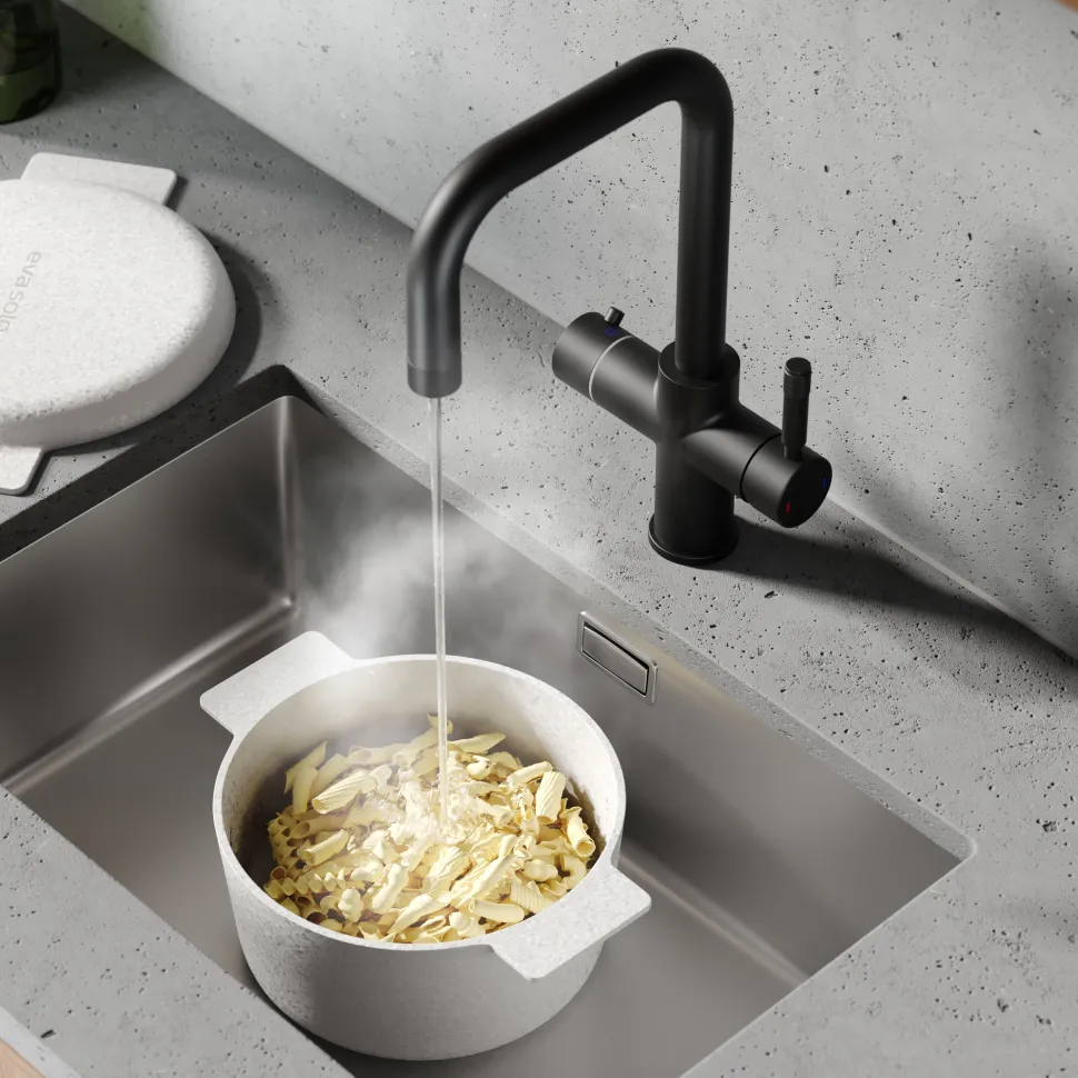 Vellamo Aura 4-in-1 Instant Boiling Water Tap with Knurled Handles & Spout, Boiler, Chiller & Filter