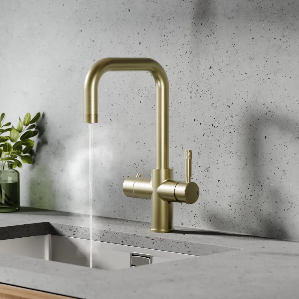 Vellamo Aura 4-in-1 Instant Boiling Water Tap with Knurled Handles & Spout, Boiler, Chiller & Filter