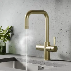 Vellamo Aura 4-in-1 Instant Boiling Water Tap with Knurled Handles & Spout, Boiler & Filter