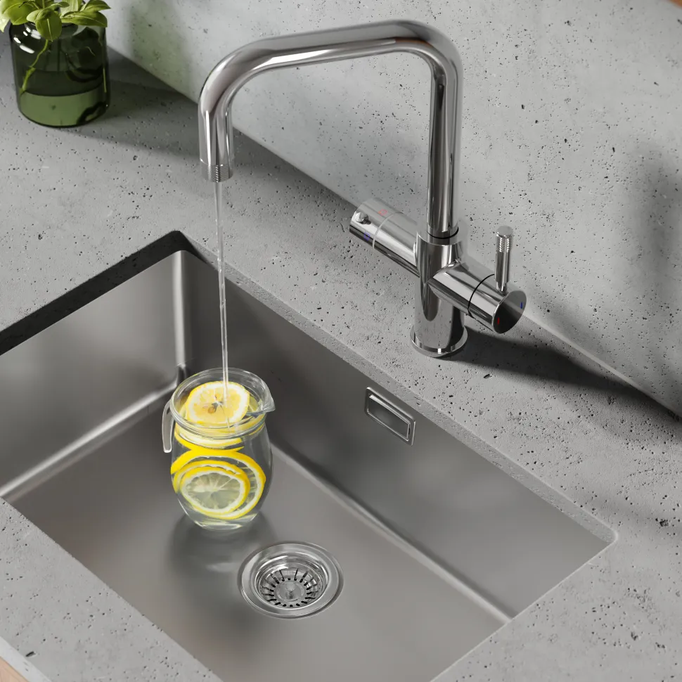 Vellamo Aura 4-in-1 Instant Boiling Water Tap with Knurled Handles & Spout, Boiler & Filter