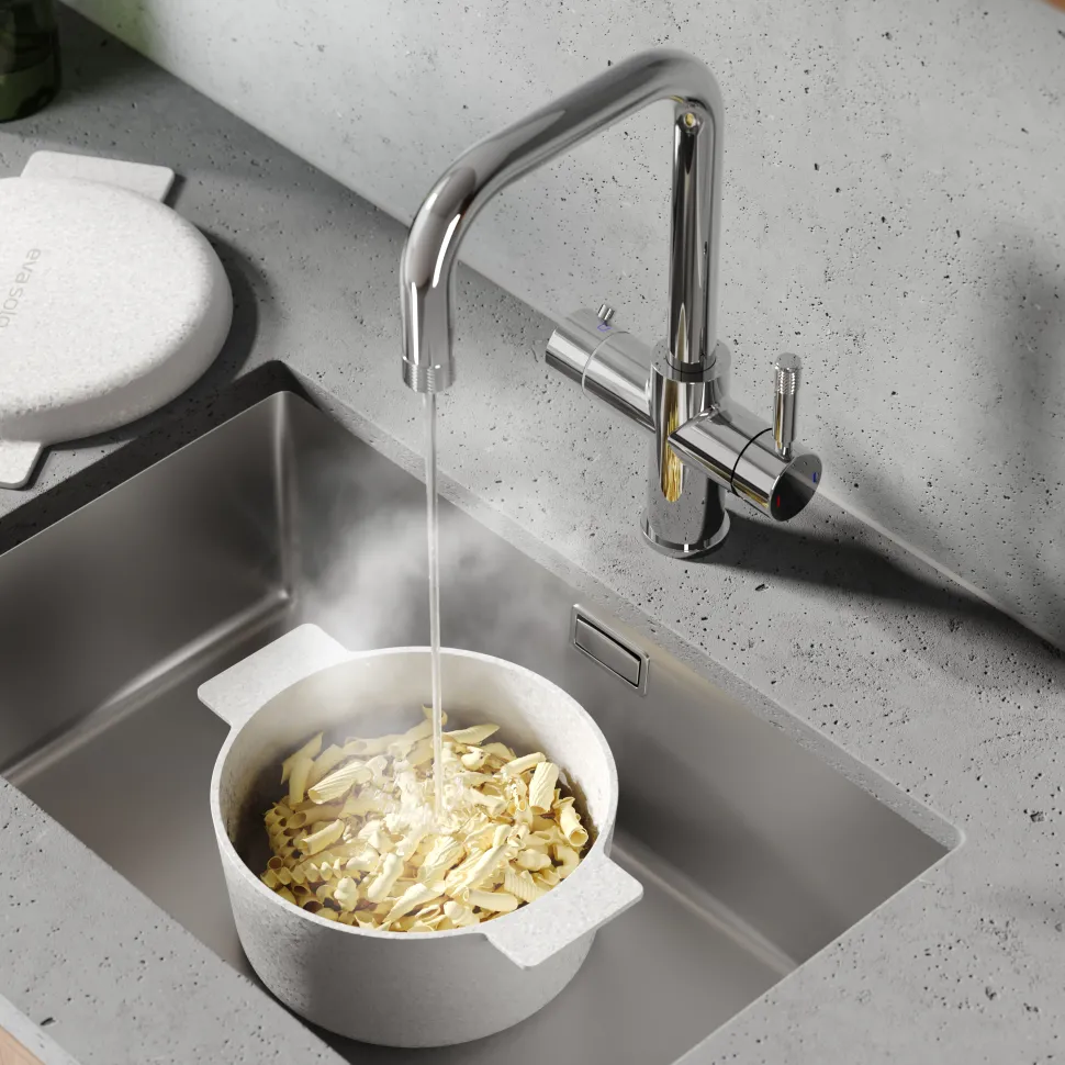 Vellamo Aura 4-in-1 Instant Boiling Water Tap with Knurled Handles & Spout, Boiler & Filter