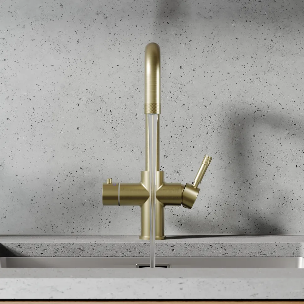 Vellamo Aura 4-in-1 Instant Boiling Water Tap with Knurled Handles & Spout, Boiler & Filter
