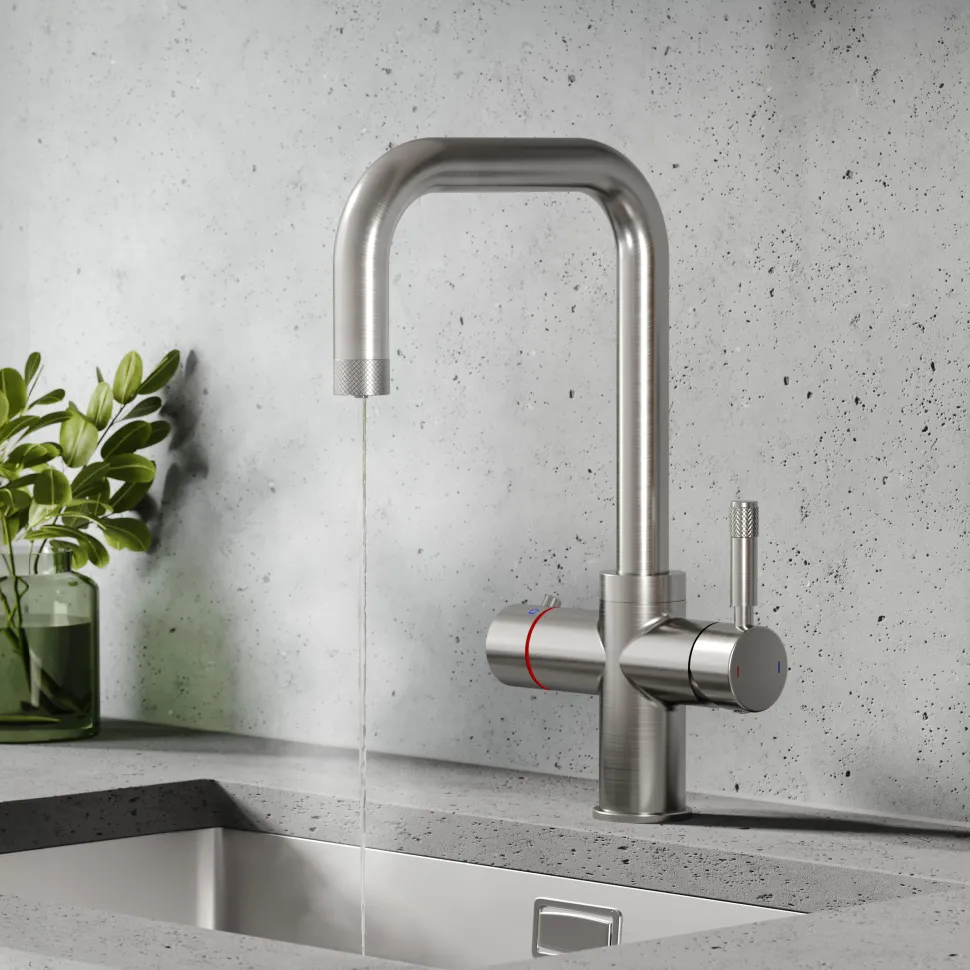 Vellamo Aura 4-in-1 Instant Boiling Water Tap with Knurled Handles & Spout, Boiler & Filter