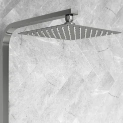 Vellamo Blox Exposed 3 Outlet Rigid Riser Thermostatic Shower Set with Integrated Bath Spout