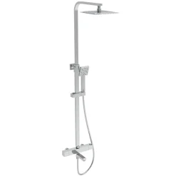 Vellamo Blox Exposed 3 Outlet Rigid Riser Thermostatic Shower Set with Integrated Bath Spout