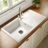 Vellamo Ceramic 1 Bowl Inset Kitchen Sink with Reversible Drainer & Waste Kit - 1010 x 530mm