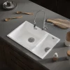 Vellamo Ceramic-Style Gloss White Composite Inset / Undermount 1.5 Bowl Kitchen Sink & Waste - 670 x 440mm