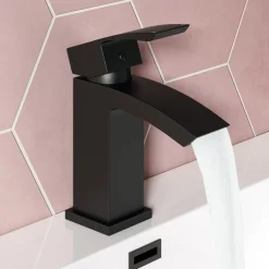 Vellamo City Basin Mixer Tap & Waste - Matt Black