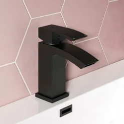 Vellamo City Basin Mixer Tap & Waste - Matt Black