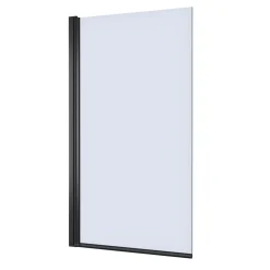 Vellamo City Matt Black 6mm Smoked Black Glass Hinged Bath Screen - 1400 x 800mm