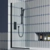 Vellamo City 6mm Matt Black Curved Corner Hinged Bath Screen - 1430 x 770mm