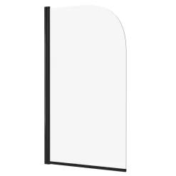 Vellamo City 6mm Matt Black Curved Corner Hinged Bath Screen - 1430 x 770mm