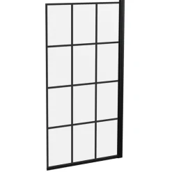 Vellamo City 6mm Matt Black Framed Hinged Grid Bath Screen - 1430 x 770mm
