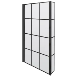 Vellamo City 6mm Matt Black Framed Hinged Bath Screen With Fixed Return - 1430 x 780mm