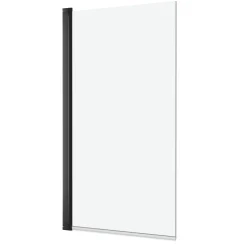 Vellamo City 6mm Matt Black Square Corner Hinged Bath Screen - 1430 x 770mm