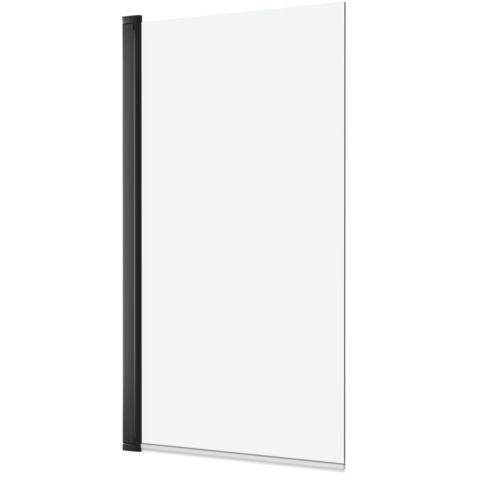 Vellamo City 6mm Matt Black Square Corner Hinged Bath Screen - 1430 x 770mm