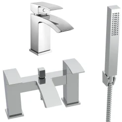 Vellamo City Waterfall Basin Mixer & Bath Shower Mixer Pack