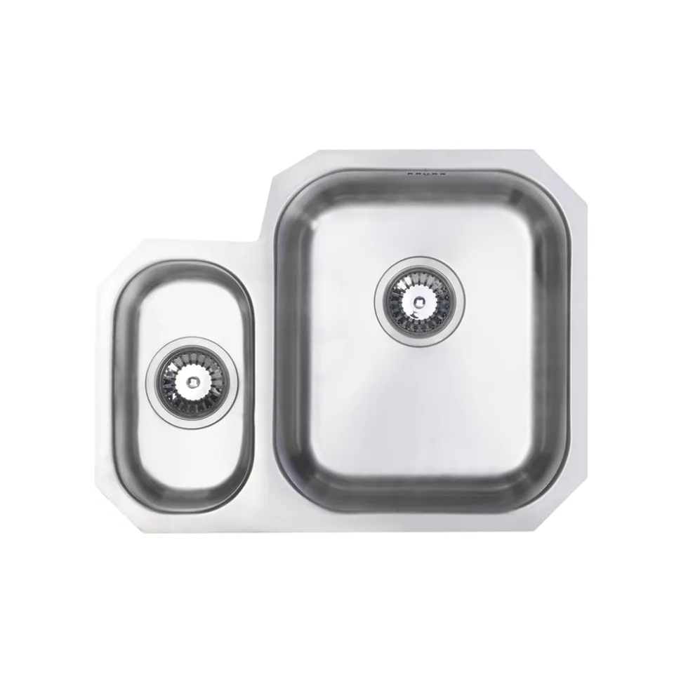 Vellamo Classic 1.5 Bowl Undermount Stainless Steel Kitchen Sink & Waste with Right Hand Main Bowl - 594 x 460mm