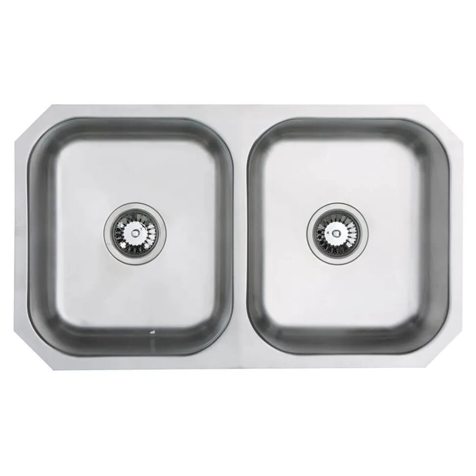 Vellamo Classic Double Bowl Undermount Stainless Steel Kitchen Sink & Waste Kit - 780 x 460mm