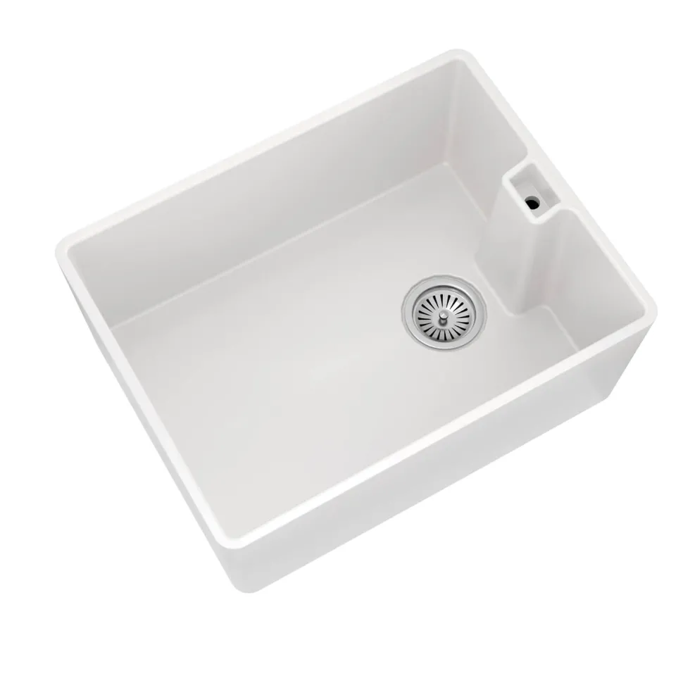 Vellamo Composite White Belfast Kitchen Sink & Waste - 595 x 455mm