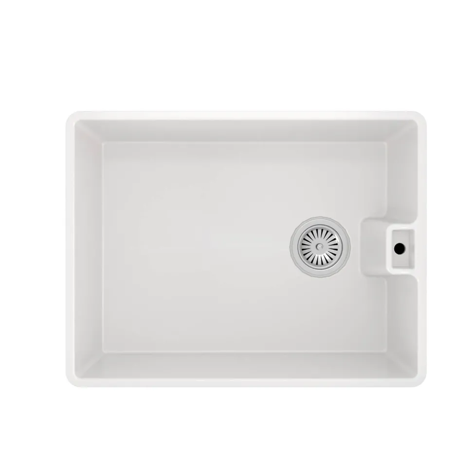 Vellamo Composite White Belfast Kitchen Sink & Waste - 595 x 455mm