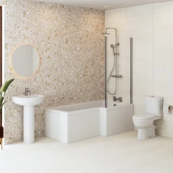 Vellamo Connect Full Bathroom Suite with 1700mm L Shaped Shower Bath