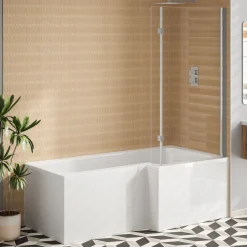 Vellamo Connect Full Bathroom Suite with 1700mm L Shaped Shower Bath