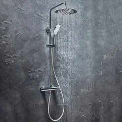 Vellamo Cool Touch Thermostatic Shower Set with Large Thin Fixed Head