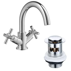 Vellamo Cross Basin Mixer Tap & Waste