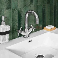 Vellamo Cross Basin Mixer Tap & Waste