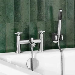 Vellamo Cross Bath Shower Mixer with Shower Kit - Crosshead Handles
